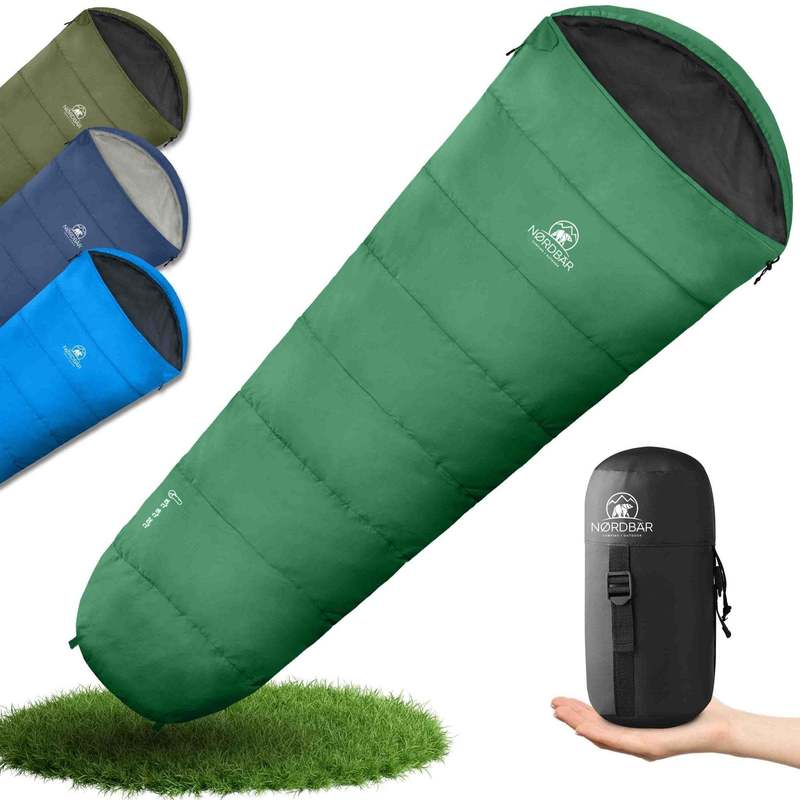 nordbär® sommerschlafsack ultraleicht & kompakt [750g] mit kleinem packmaß | mumienschlafsack leicht & warm [100gsm] | hüttenschlafsack für outdoor, camping und reisen