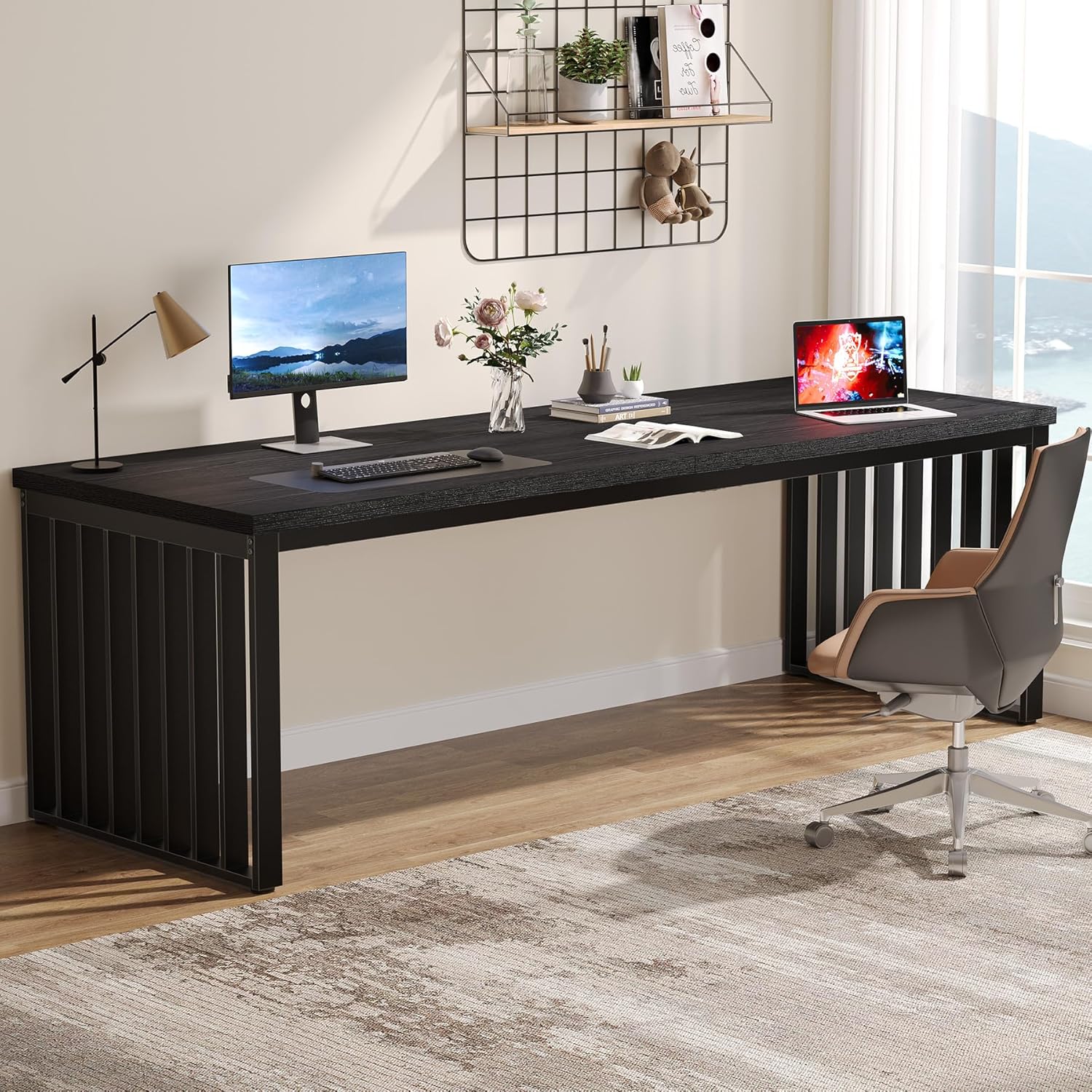 Modern 180 Cm Desk, Large Computer Desk, Pc Table, Office Table With Durable Metal Frame, Workstation For Home Office, Home Desks, Conference Table (without Chair)