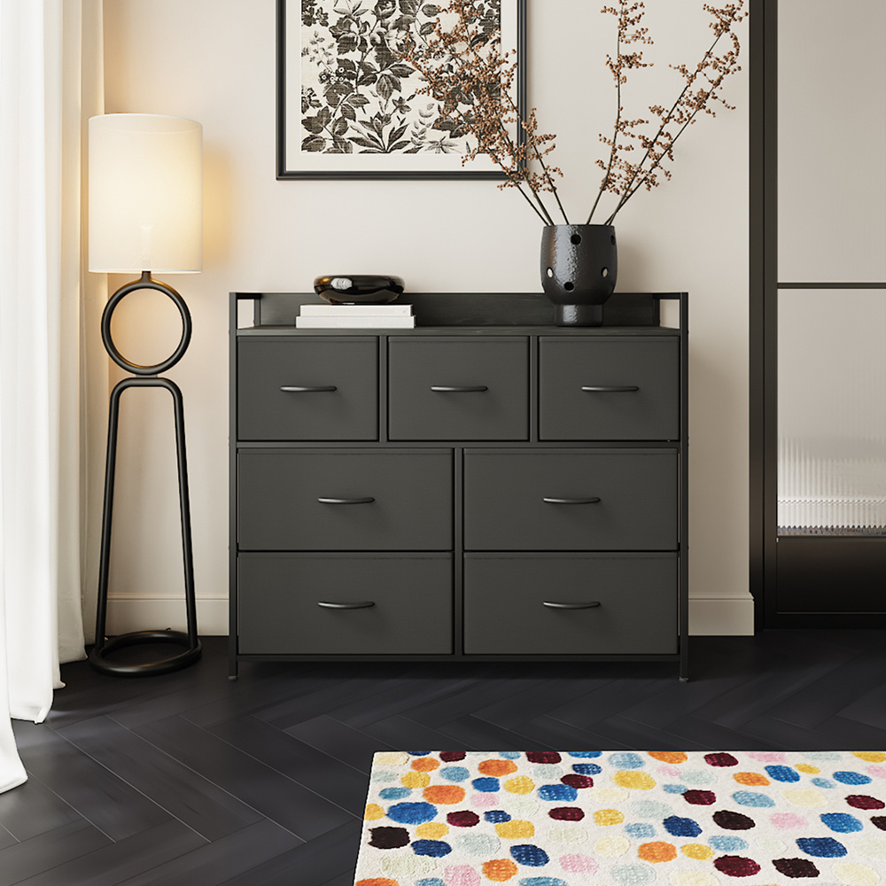 TEMU Modern Bedside Table With Fabric Drawers, 3-tier Storage Cabinet With Drawers, Dresser With 7 Drawers, Bedroom Fabric Nightstand, Chest Storage
