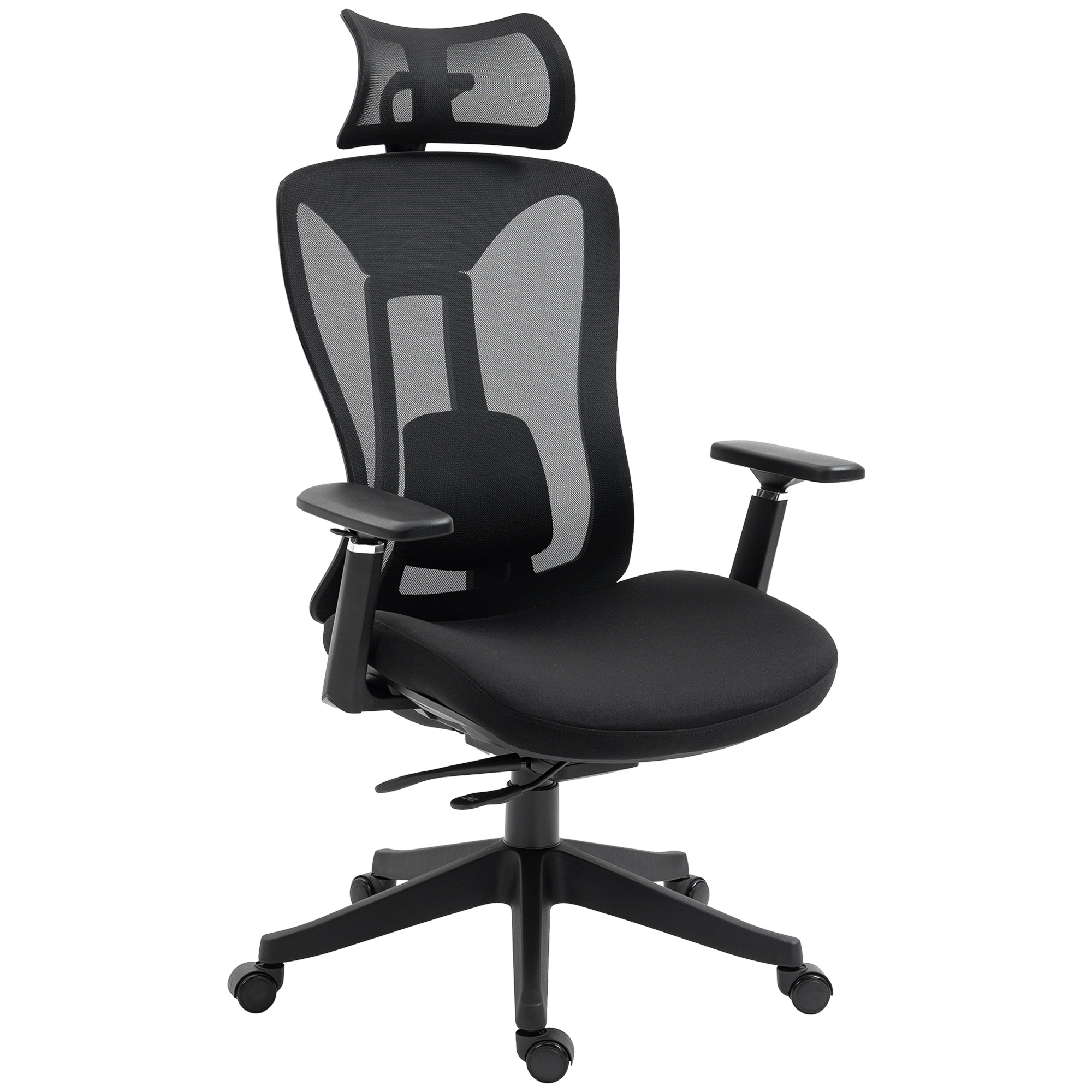 Image of Vinsetto Mesh Office Chair Study Reclining Swivel Chair With Lumbar Support Adjustable Headrest And 3d Armrests Load 150 Kg 70x66x120-128