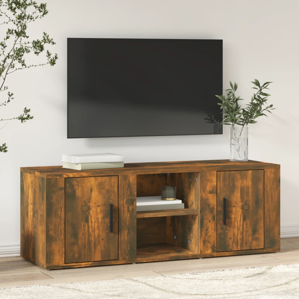 Image of Vidaxl Tv Cabinet Lowboard Tv Furniture Table Board Sideboard Tv Stand Hifi Cabinet Smoked Oak 100x31.5x35cm Wood Material