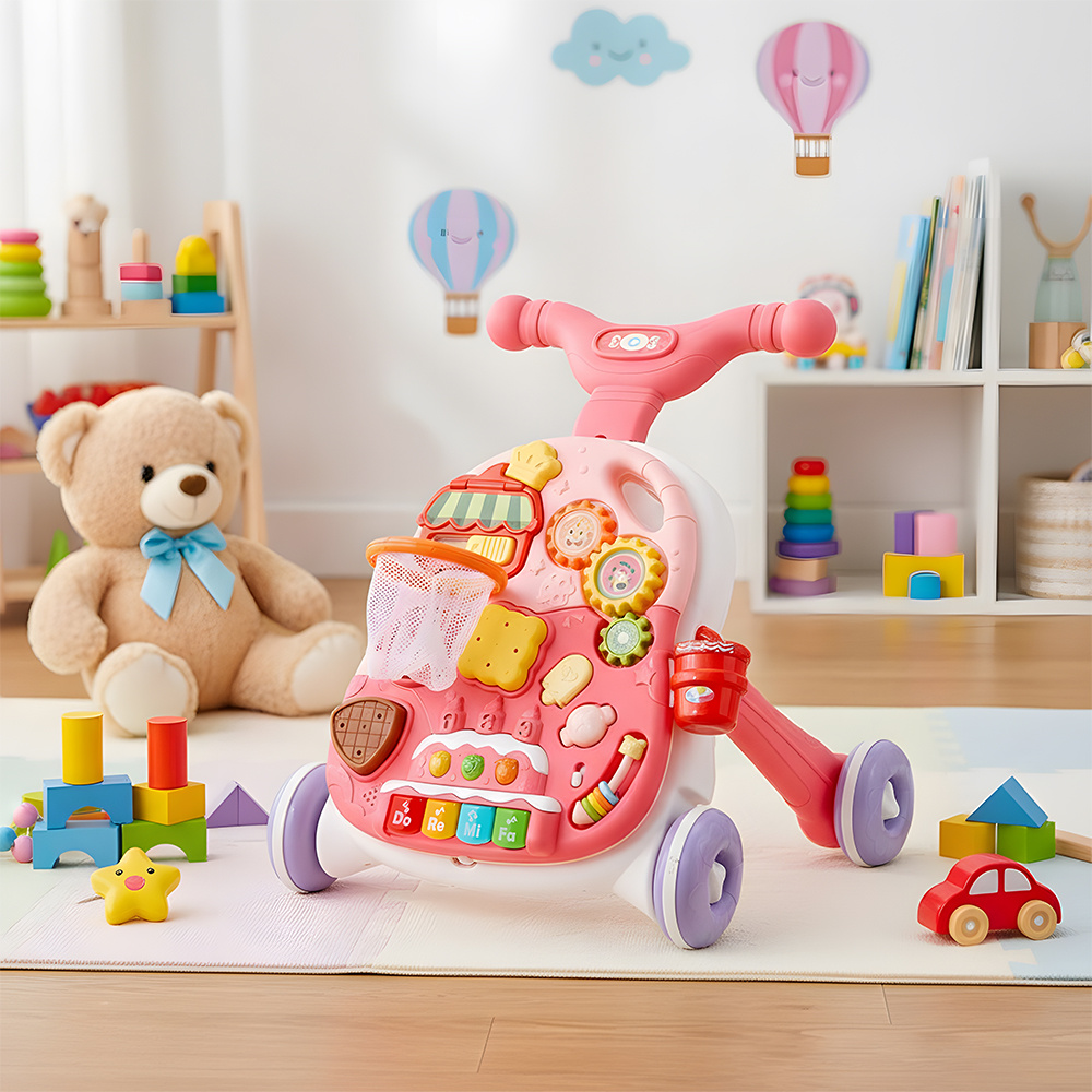 2 in 1 Baby Walker and Stroller with Anti-Roll Feature
