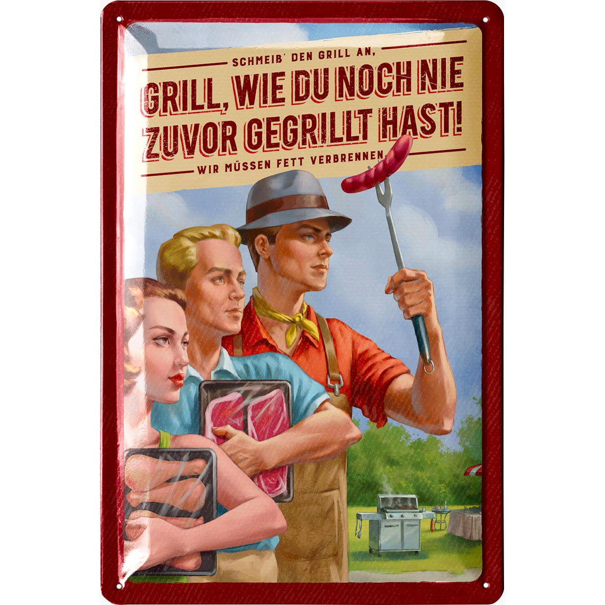Image of Retro Metal Signs Grill - Grill Like - Bbq Grill Retro Decor, Garden Sign, Papa' Corner Sign - Vintage Metal Signs With Sayings 20x30 Cm Classic Edition