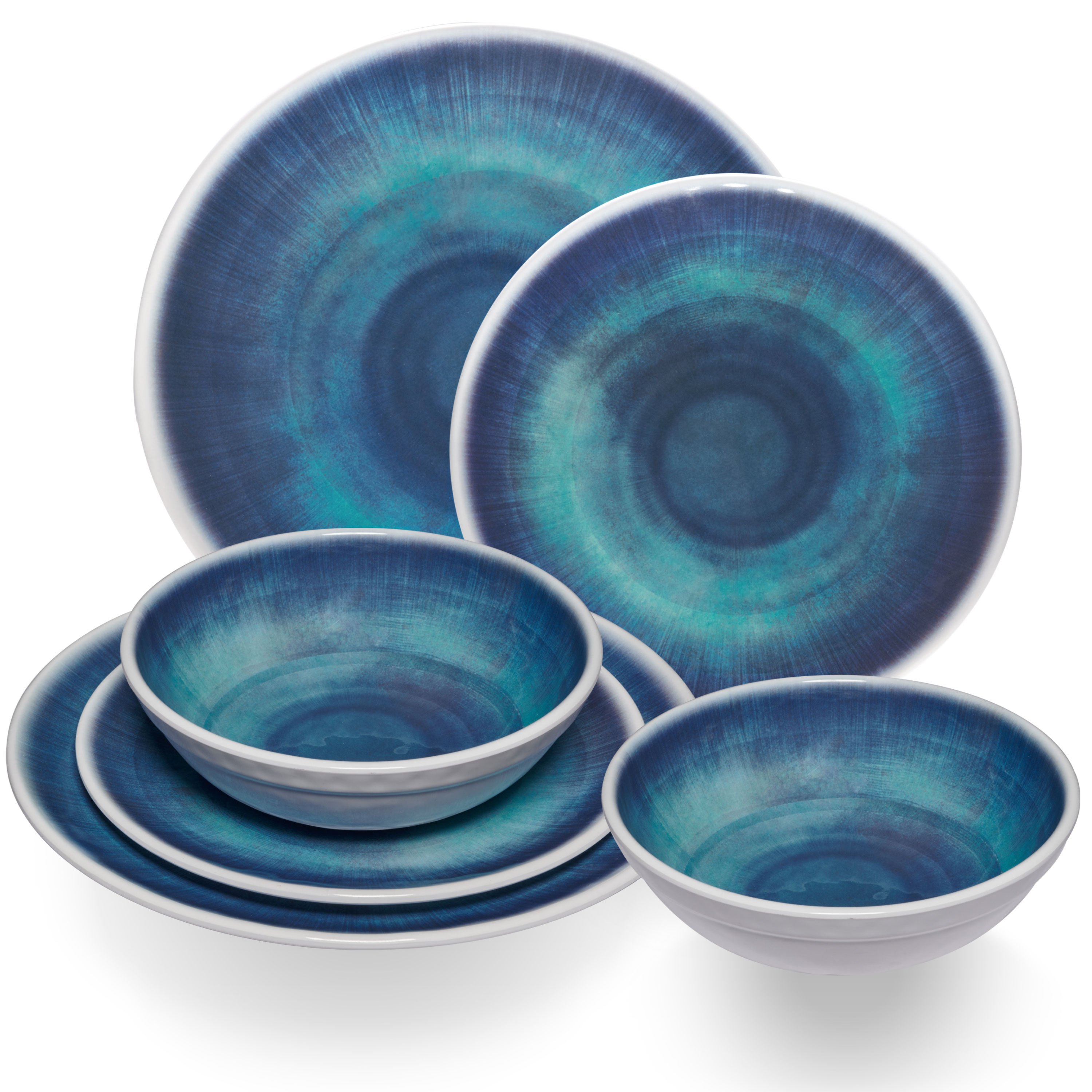 Image of Jesolo Blue Camping Tableware For 2 People - 6 Pieces - Dishwasher Safe Dinnerware, Camping Accessories, Camping, Festival, Picnic, Garden Party