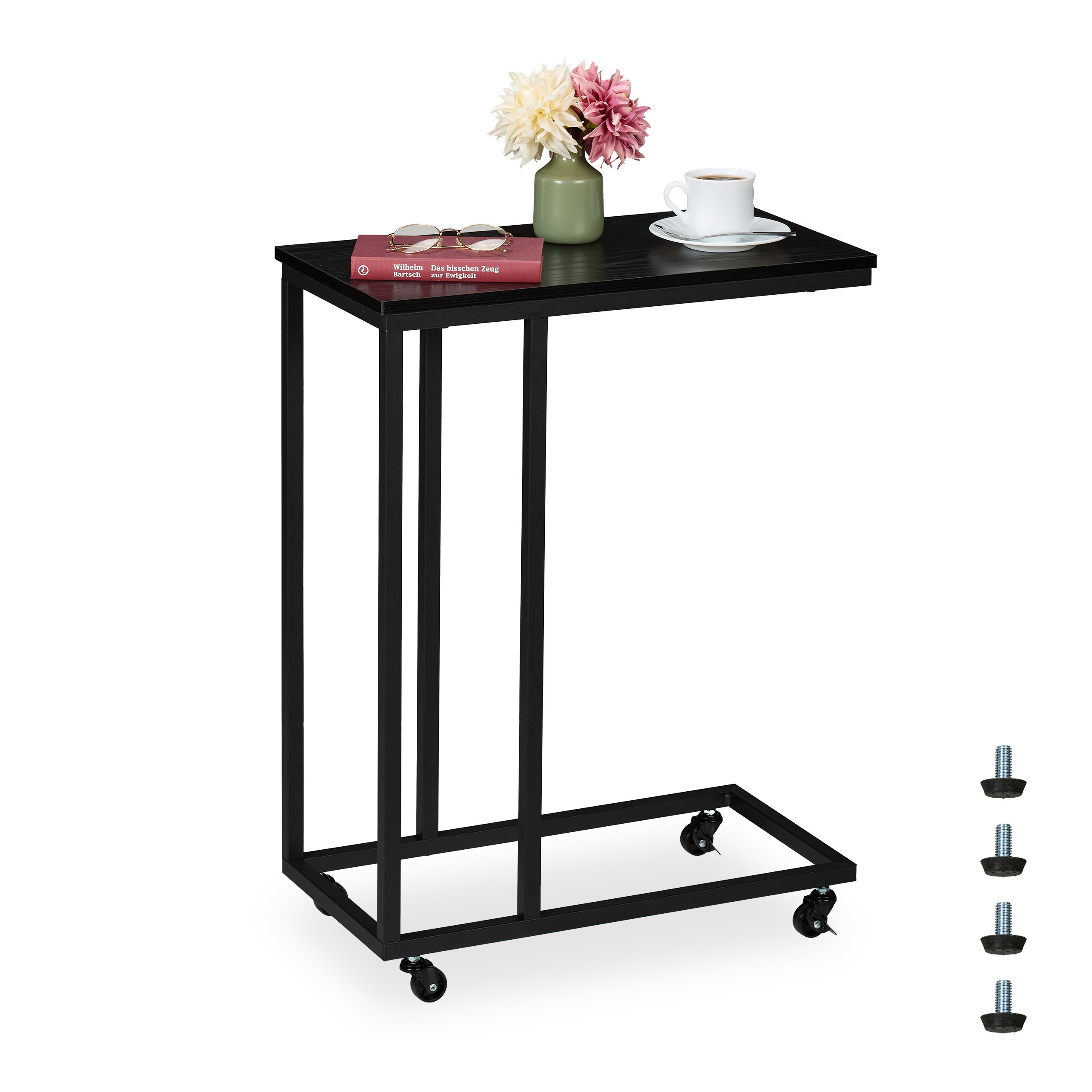 Side Table In Black - (w)60 X (h)79 X (d)30 Cm