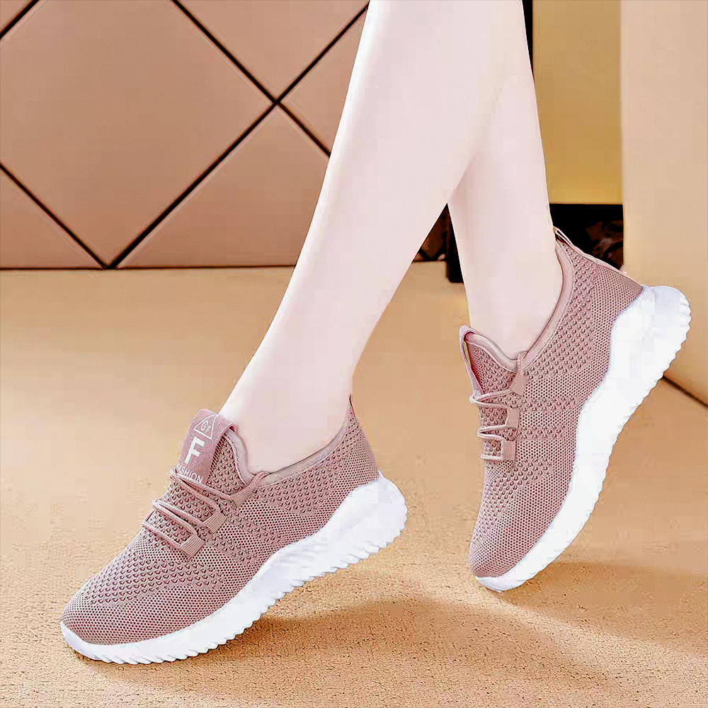 Pink Women's Running Trainers, Lightweight Slip-On Sneakers