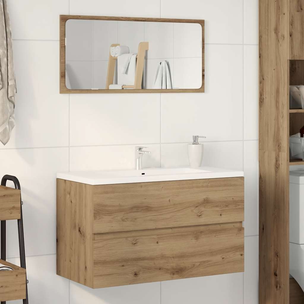 Image of Vidaxl Bathroom Vanity, Under-sink Cabinet For Wall Mounting, Wall-mounted Bathroom Cabinet With Storage, Bathroom Cabinet Under Sink, -oak Wood Material