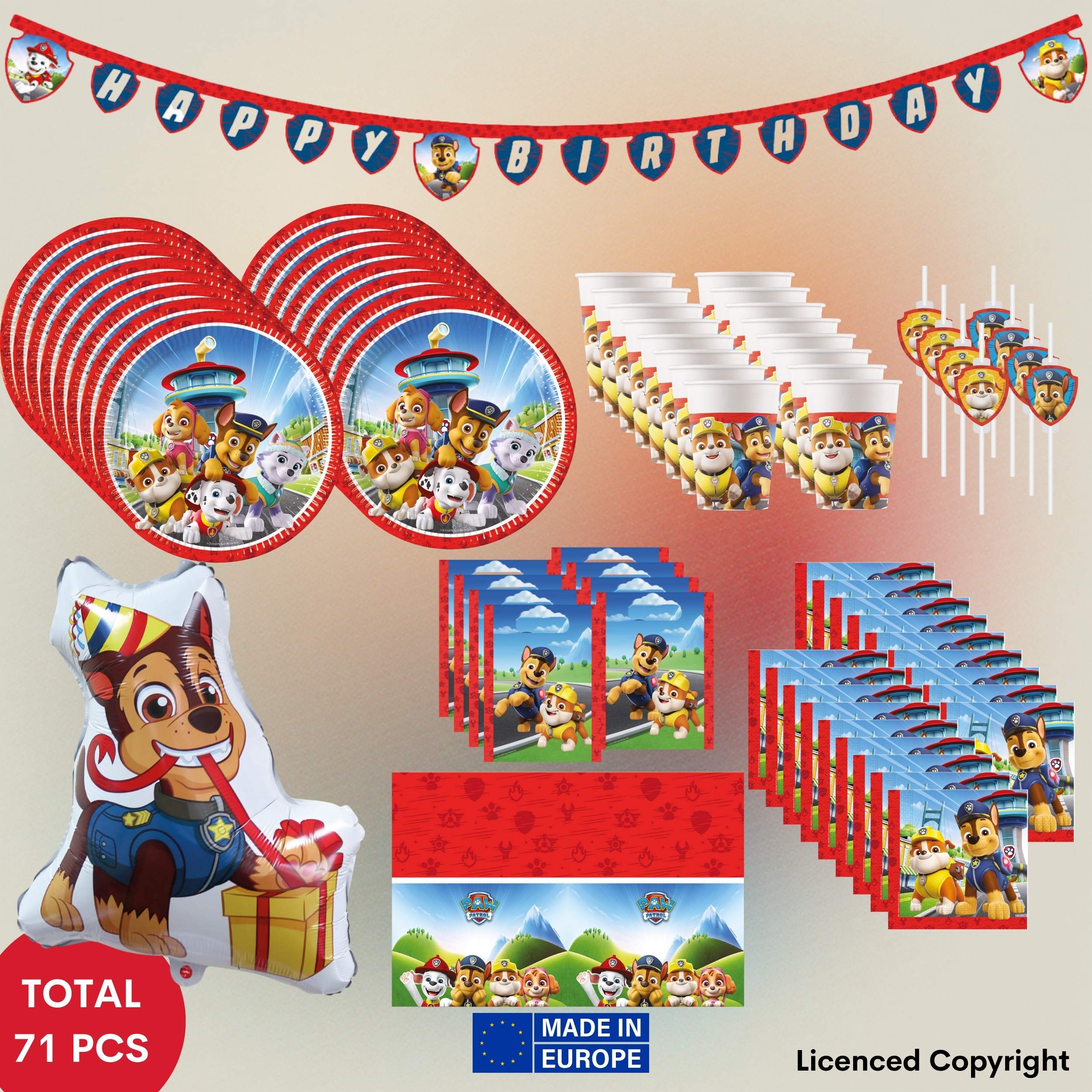 TEMU 71pcs Party Set For Children's Birthday & Adventure Theme - Complete Set With 20 Napkins 33×33 Cm, 16 Paper Plates Ø23 Cm, 16 Paper Cups 200 Ml,