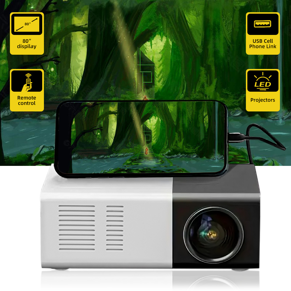 Image of Outdoor Movie Projector, 2026 Upgraded Portable Mini Projector With Keystone Correction, Compatible With Iphone/ , Support 1080p Input For Backyard Camping Movies, Home Theater Fun (native 480p)
