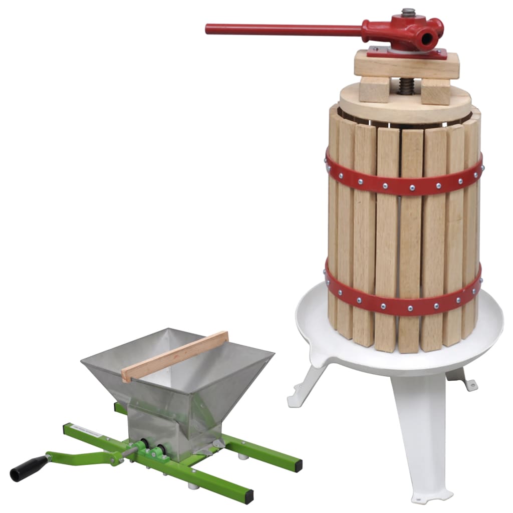 Image of Vidaxl Fruit Press Mill Set Press Wine Press Fruit Press Berry Press Fruit Mill Grape Mill Berry Mill 2-pc. 6l 7l