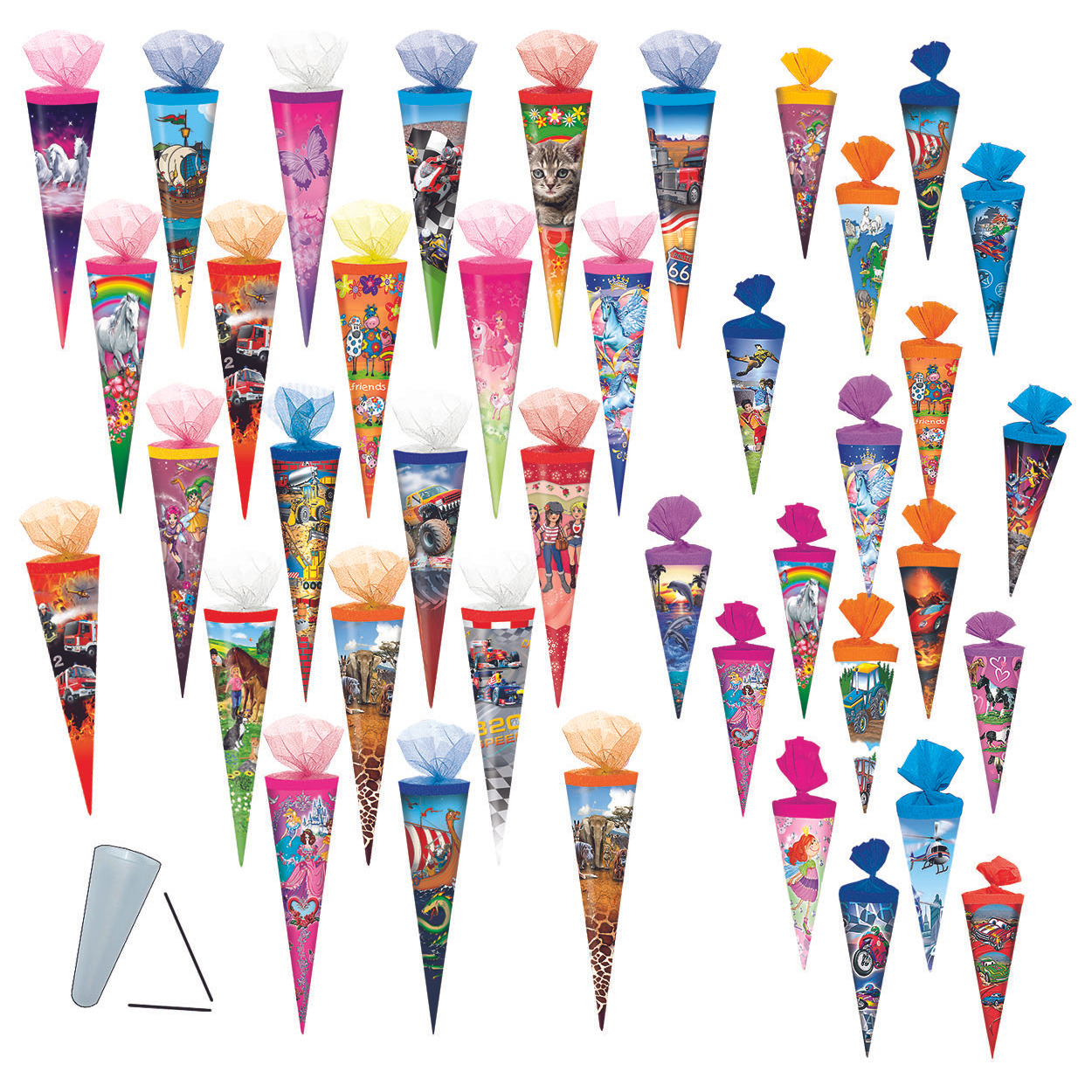3pcs: - - 22 Cm - With / Without Plastic Tip - With Crepe Closure - - For Girls Boys Sibling Cone Colorful Ti...