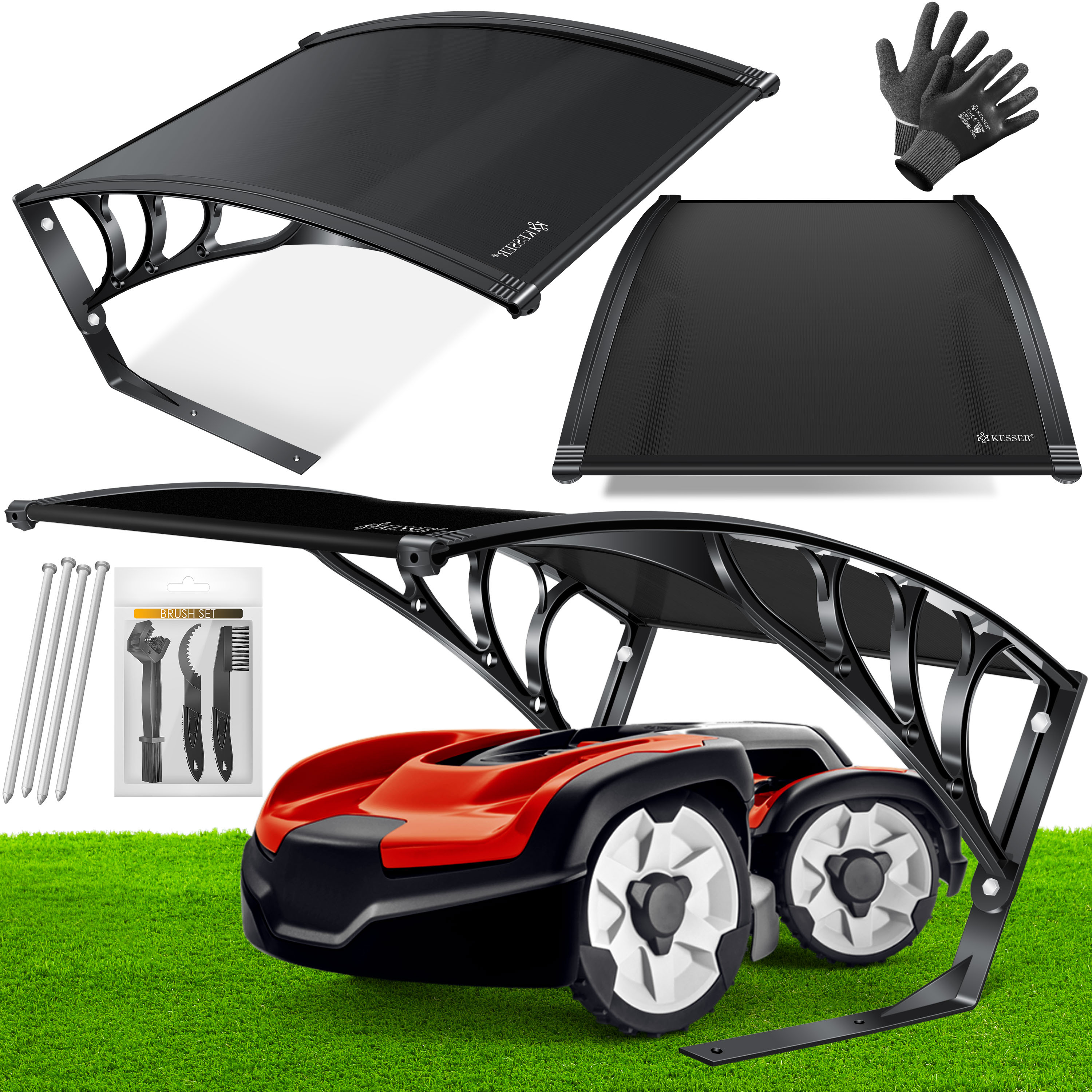 Kesser® Robotic Lawn Mower Garage Roof Carport Canopy For Robotic Lawn Mowers, , Weather-resistant Garden Robotic Lawn Mower Garage, Includes Mounting Hardware, Dimensions 82 X 103 Cm