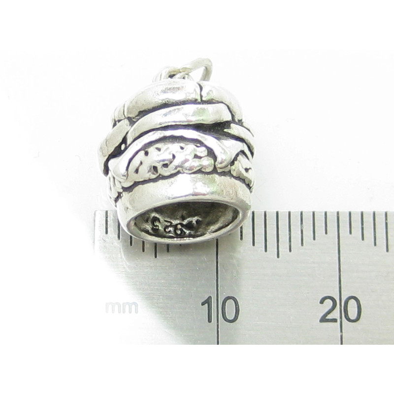 Sterling Silver Hamburger Charm, Fun Food Accessory