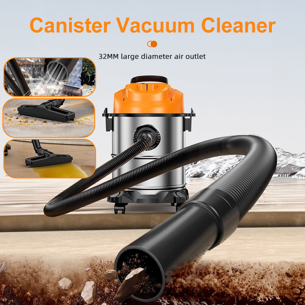 Multi-functional Wet Dry Vacuum Cleaner, 3-in-1 Canister Vacuum With 25l Stainless Steel , Flexible Wheels & Hose, Long Extension Cord For Home Garage Workshop