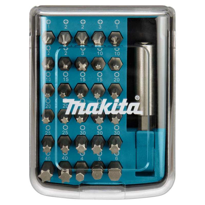 Makita D-34936 31-piece Bit Set – Screwdriver Bits With Magnetic 1/4" Bit Holder & Belt Clip In Compact Case