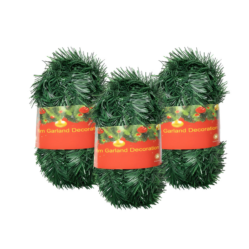 TEMU 3pcs, 52ft/16m Christmas Garland Green - Soft Twist Long Christmas Greenery For Indoor Outdoor Use, Staircases, Fireplaces, Door Frames, Mantel