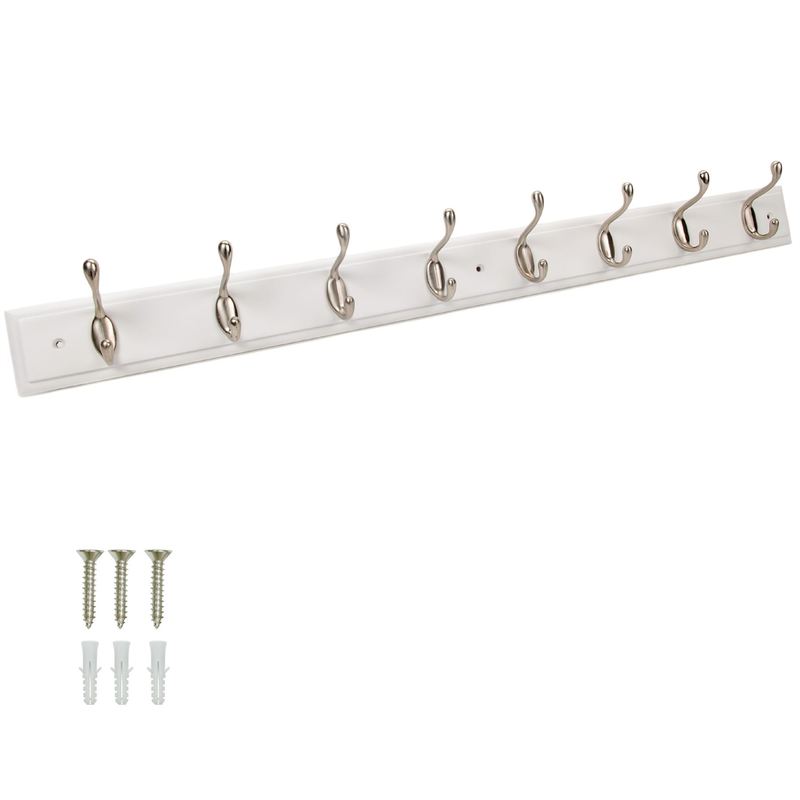 8 hook wooden wall mounted coat rack heavy duty wooden   saving wall storage organiser   included