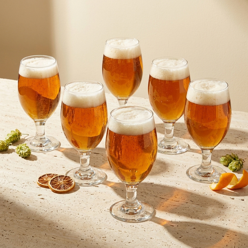 Complete Set Of 6 Glasses On A Stem With A Capacity Of 360ml For Small Beer