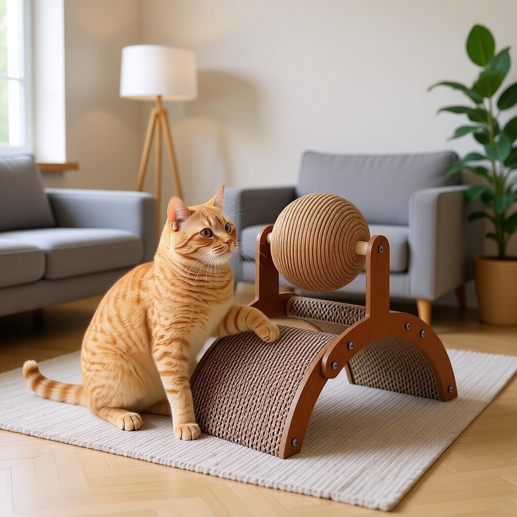 Cat Scratching Board with Hanging Toy, Durable Design