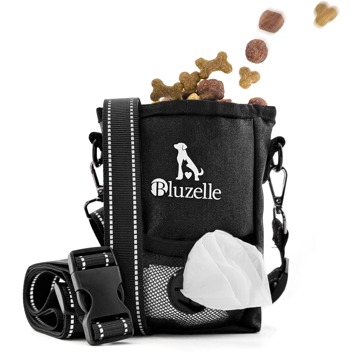 Bluzelle Snackkeeper Multifunction, Treat Bag With Magnetic Closure, 650ml Dry Food Pouch, Snack Bag With Dog Poop Bag Dispenser, Hip Waist Bag For Dog Training