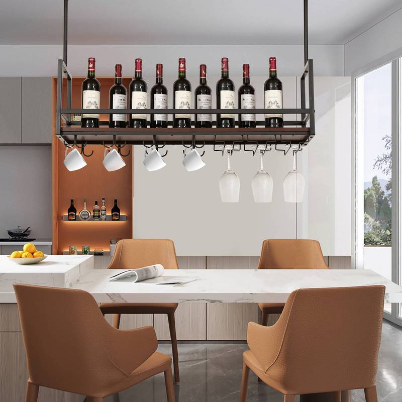 Wine Rack With Glass Holder, Borejle Metal Frame