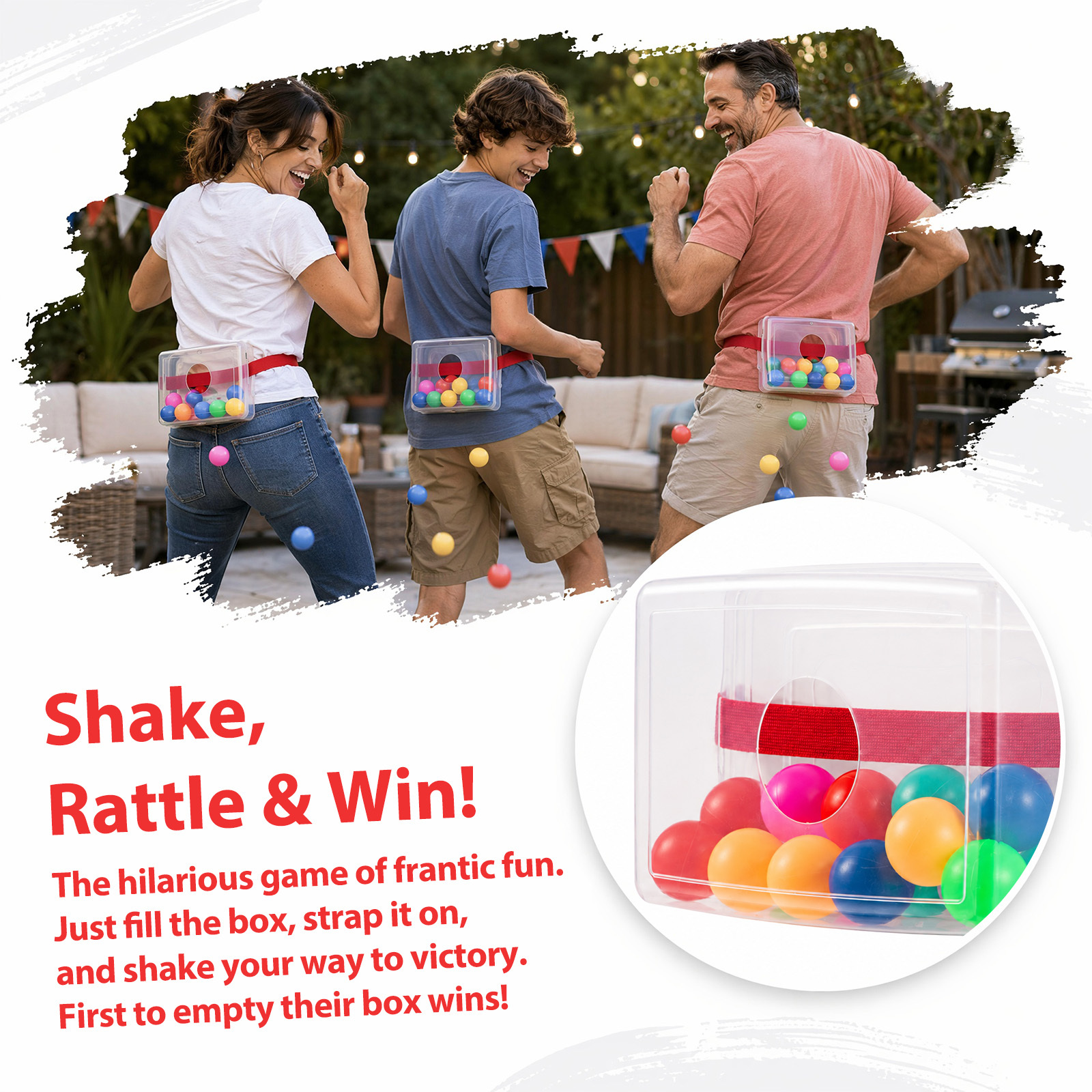 Shake Ball Box with Two Boxes and Two Belts, 2 Sets of 60 Balls