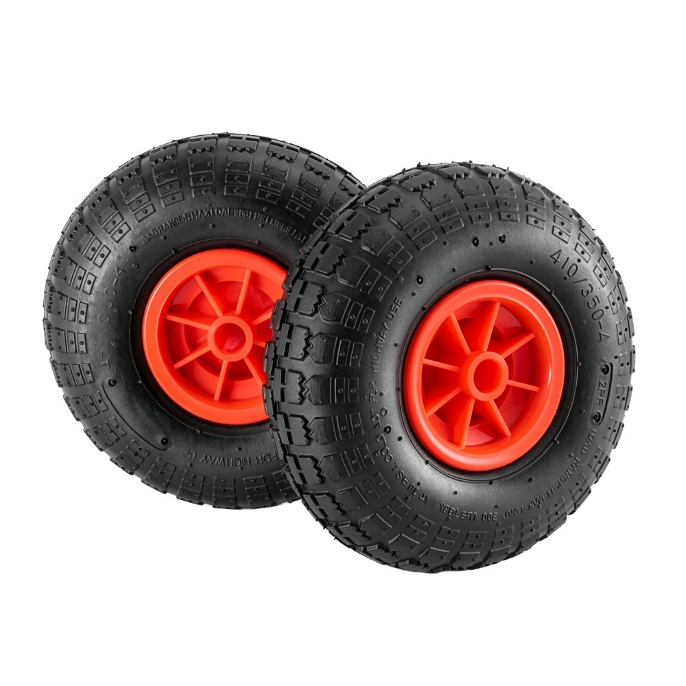 Image of 2-pack Set For Garden Carts – 2-layer Pneumatic Tires, 20mm Axle Bore, 60mm Rim; 10-inch Pneumatic Tires; Suitable For Garden Carts And Hand Carts, Replacement Wheels With Ball Bearings