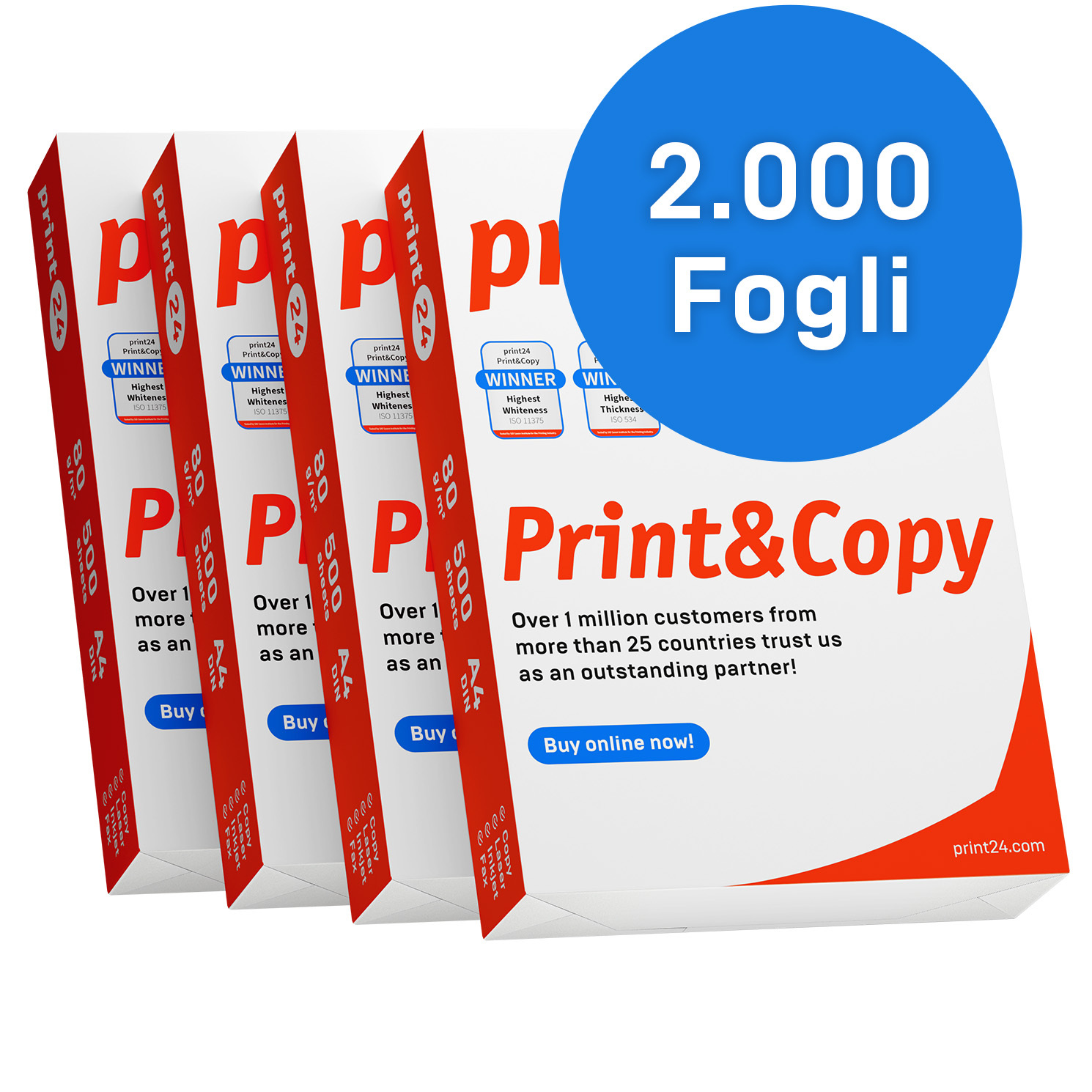 TEMU Carta per stampante , carta per fotocopiatrice 2000 fogli 4 X 500 A4 80G premium certificata