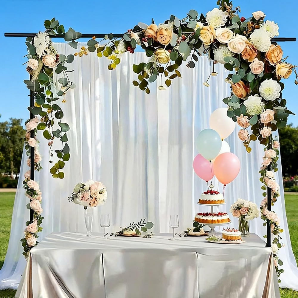 Image of Adjustable Curved Metal Table Stand, Decorative Presentation Stand For Events
