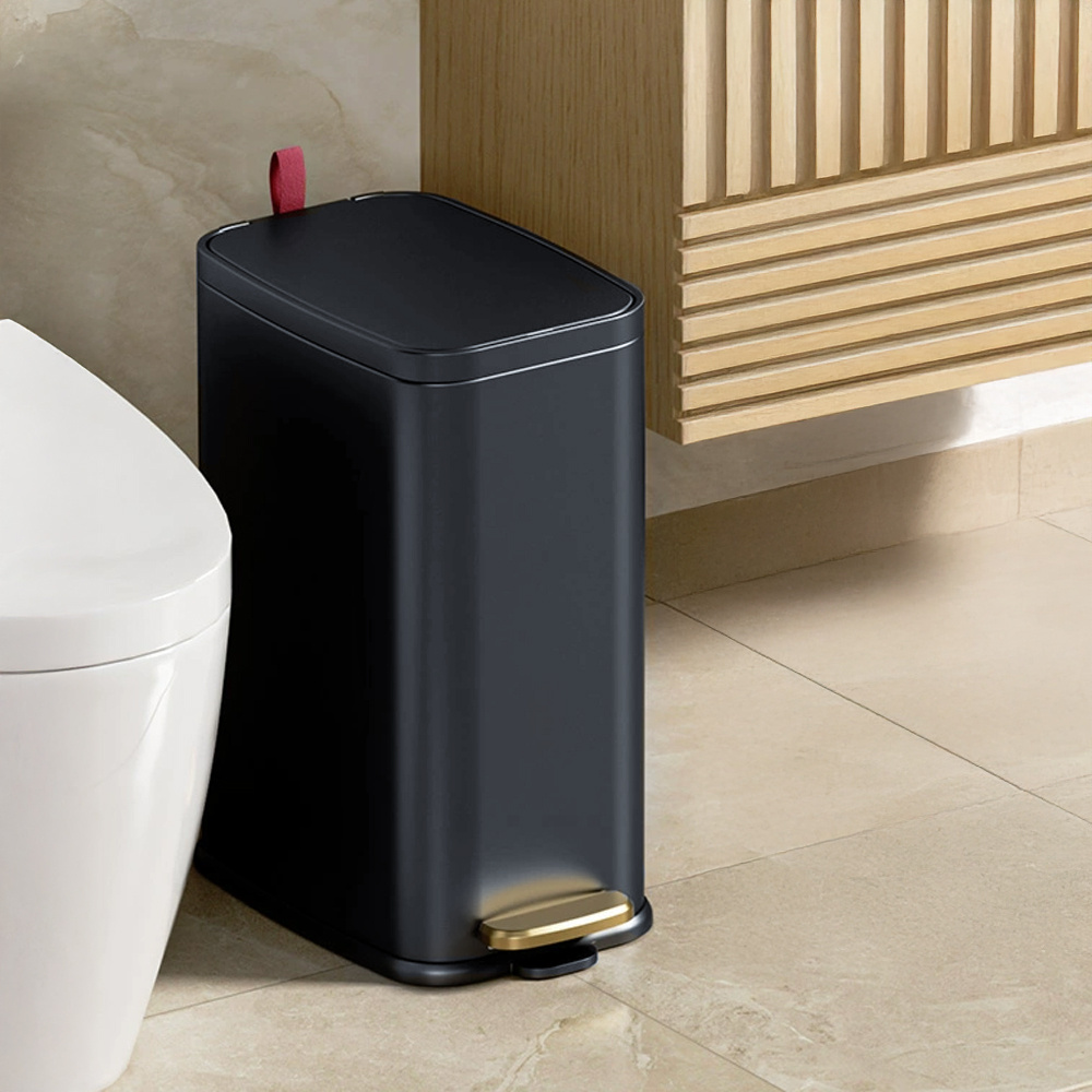TEMU 5l Slim Stainless Steel Waste Bin Rubbish Bin Bathroom Kitchen Odour-free Pedal Trash Can