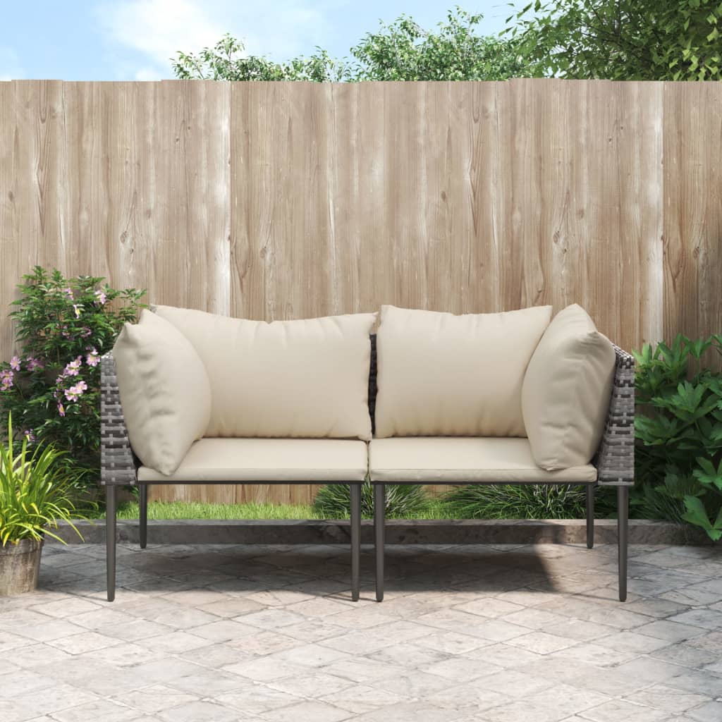 Image of Vidaxl Sofa Set Of 2, Outdoor Sofa With Cushions, Set For Garden And Terrace, Garden Furniture Seating Group Lounge Set, Gray Poly Rattan