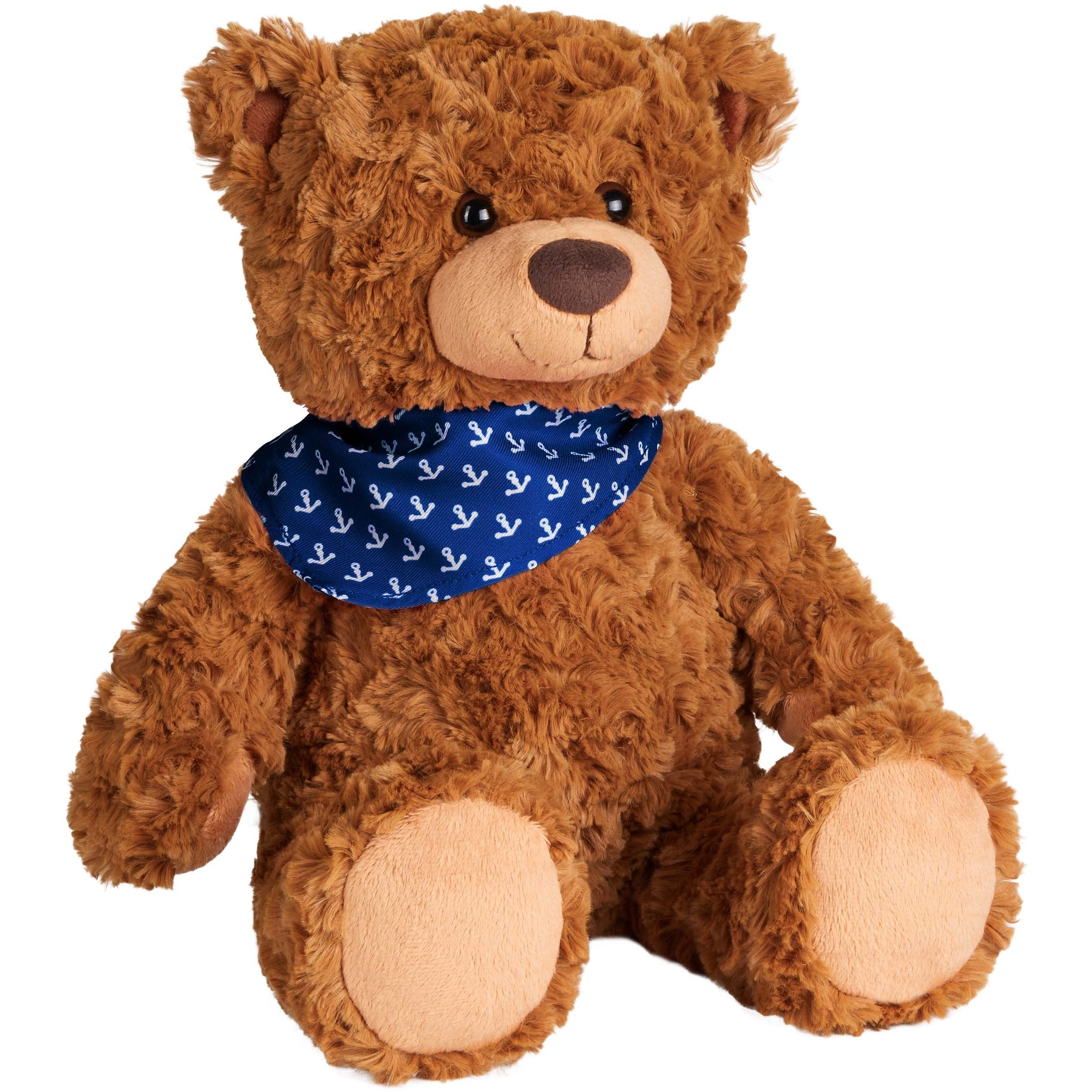 Image of Brubaker Teddy Plush Bear With Anchor Scarf Blue - 42 Cm - Vintage Teddy Bear Plush Stuffed Animal - With Fur - Brown Stuffed Animal