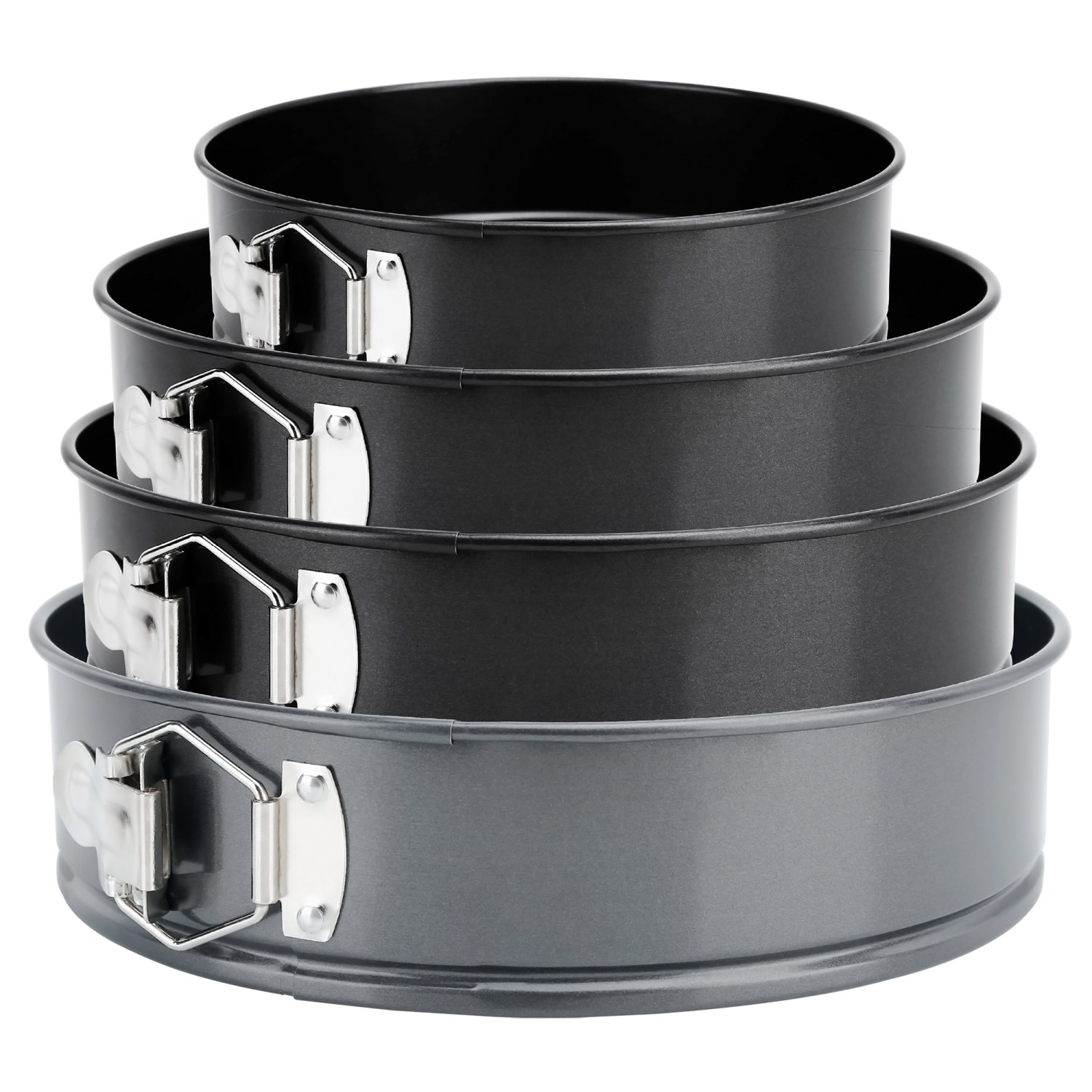 Image of 4pcs Springform Set: Round Cake Pan In 17/23.5/25/27.5 Cm - Baking Pan Made Of Stainless Steel With Coating & Flat Bottom, Springform With Closure For Cakes Tortes Cheesecakes