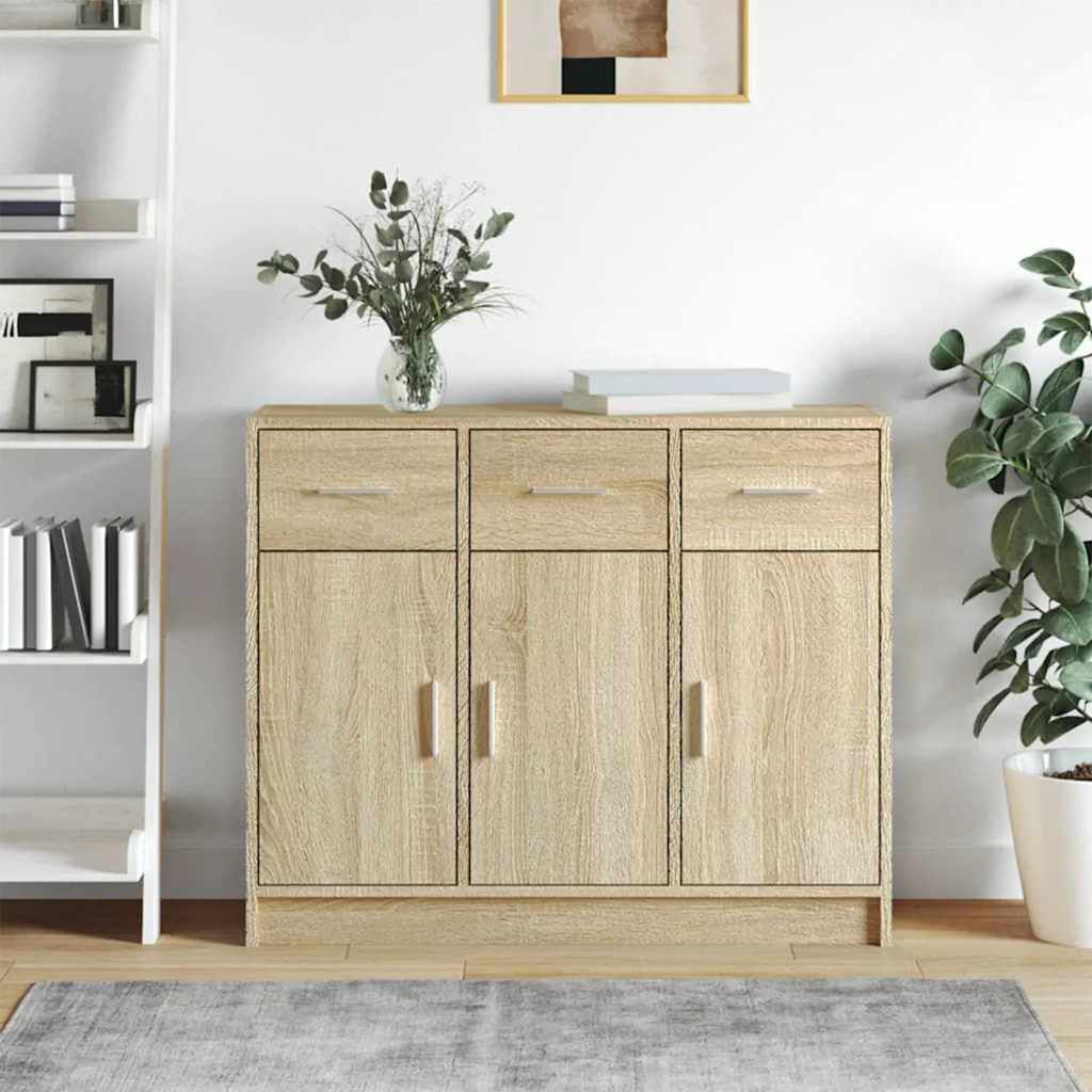 Sideboard Oak 91x28x75 Cm Wood Composite