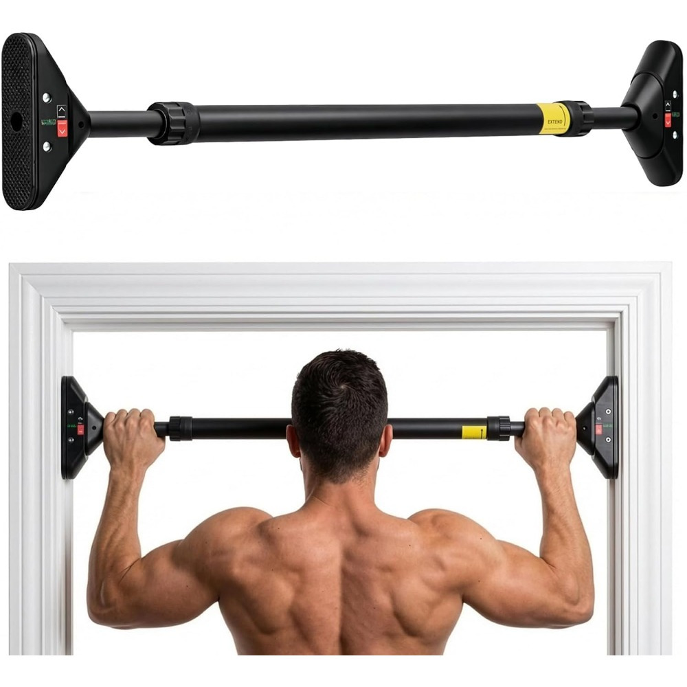 Image of No-drill Pull-up Bar 75-94 Cm, Adjustable Door Gymnastic Bar Up To 135 Kg With 360° Gear Lock Safety System, Training Bar Ideal For Home Fitness, Weightlifting, And Strength Training