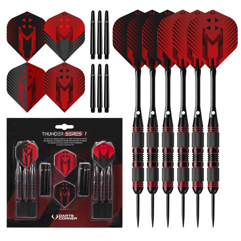 TEMU - Thunder Series 1 - Steel Tip Brass - 2 Sets Darts - M2 - Black & Red - 24g