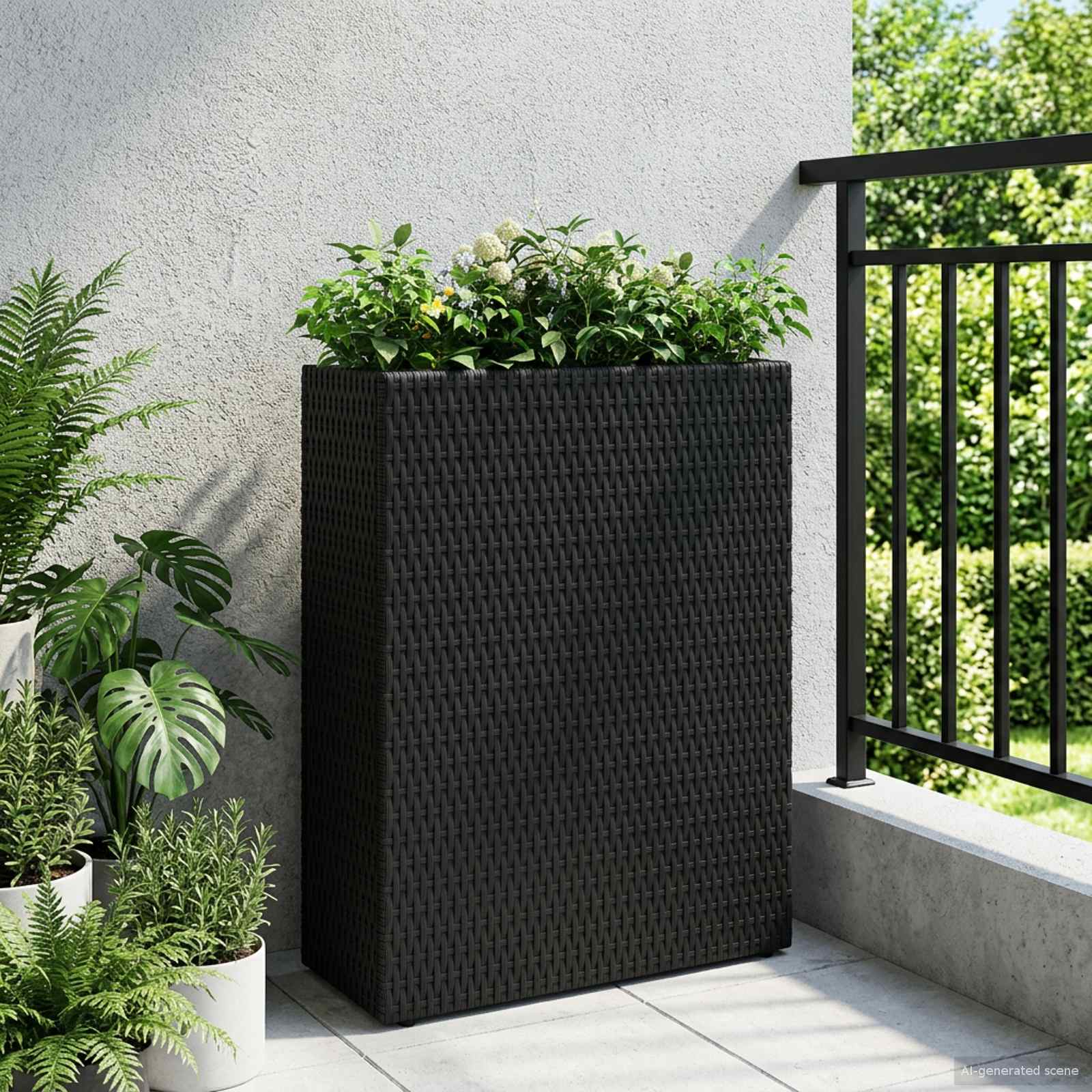 Modern Planter Outdoor Planter Modern Plant Tub Garden Planter Rattan Flower Pot Outdoor Decoration Terrace Plant Tub Stylish Plant Tub Elevated Plant Tub Stylish Garden Decor