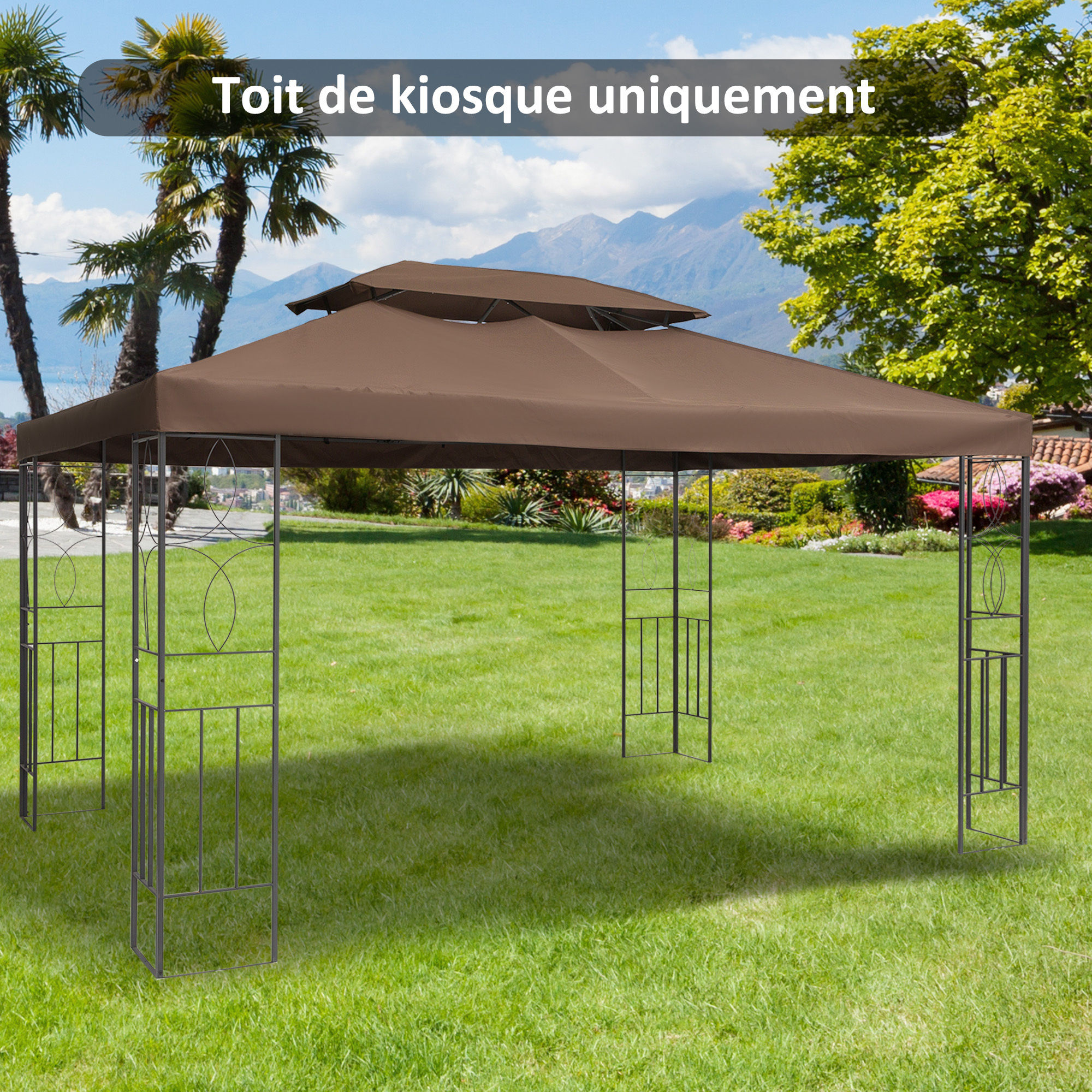 TEMU Outsunny Toile de Rechange pour Pavillon Tonnelle Tente Polyester Haute 180 g/m² 3 x 4