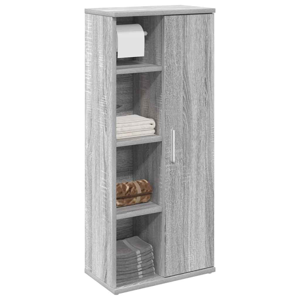 Image of Vidaxl Bathroom Cabinet With Roll Holder Grey 39x22x90 Cm, Bathroom Cabinet, Bathroom Furniture, Washbasin Cabinet, Bathroom Cabinets, Bathroom Furniture
