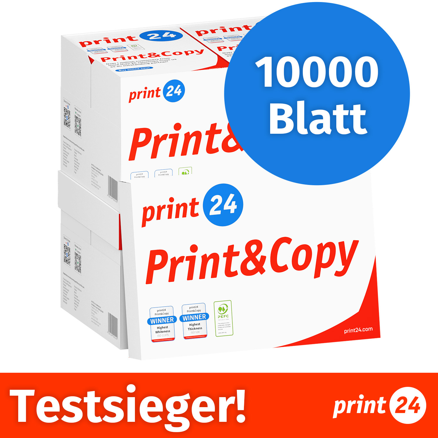 Image of Printer Paper, 10,000 Sheets, 20 X 500, A4, 80g, , Certified