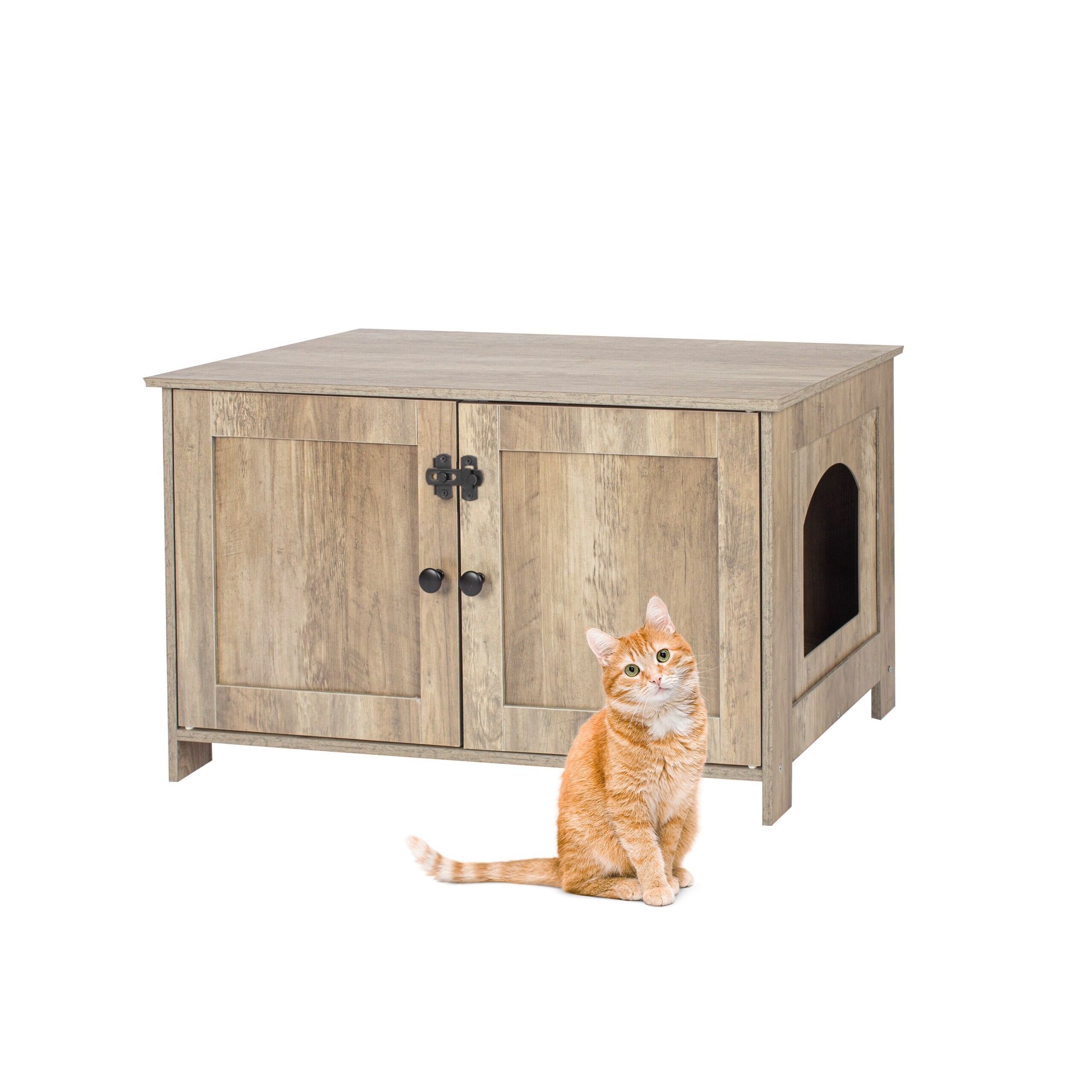 Cat Cabinet In Brown - (w)78.5 X (h)46 X (d)44.5 Cm