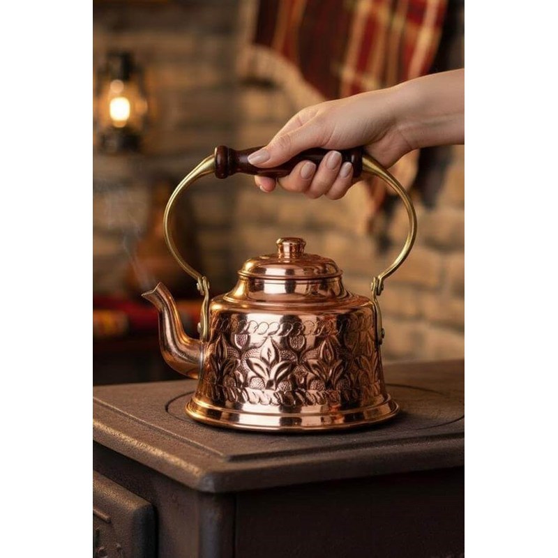 Image of Copper Maraş Teapot, Handcrafted Red, Turna1968-1