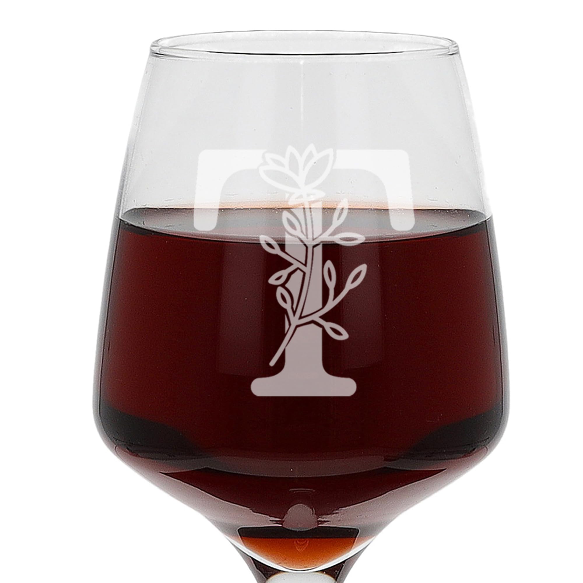 T Monogram Initial Etched Wine Glass Engraved Name