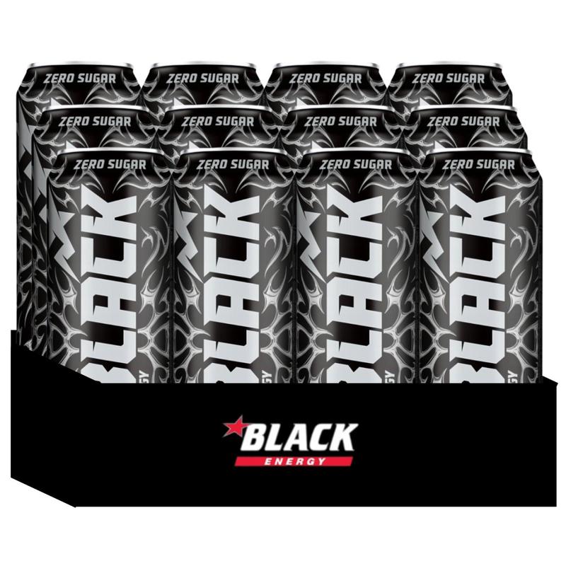 Image of Black Energy 0 Sugar Tribal Carbonated Energy Drink 500 Ml X 12pcs