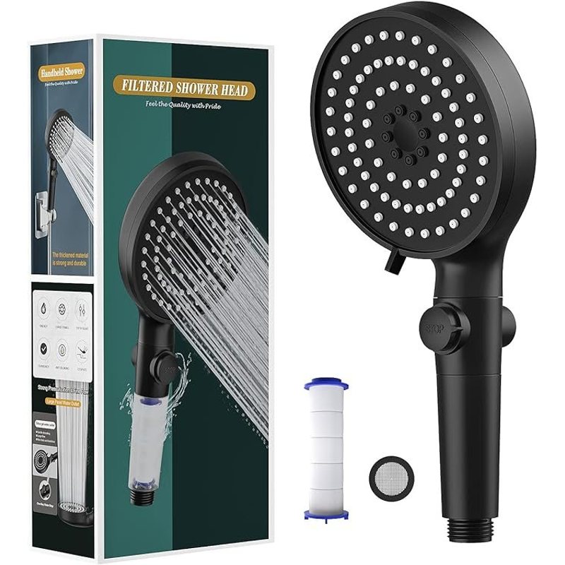 Image of High-pressure Shower Head Handheld Shower With 5 Spray , Water-saving Shower Spray For Bathroom