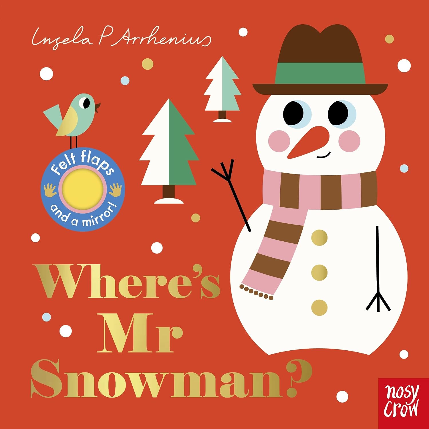 TEMU Where's Mr Snowman? – Interactive Felt-flap Book With Mirror For Babies And Toddlers – Board Book
