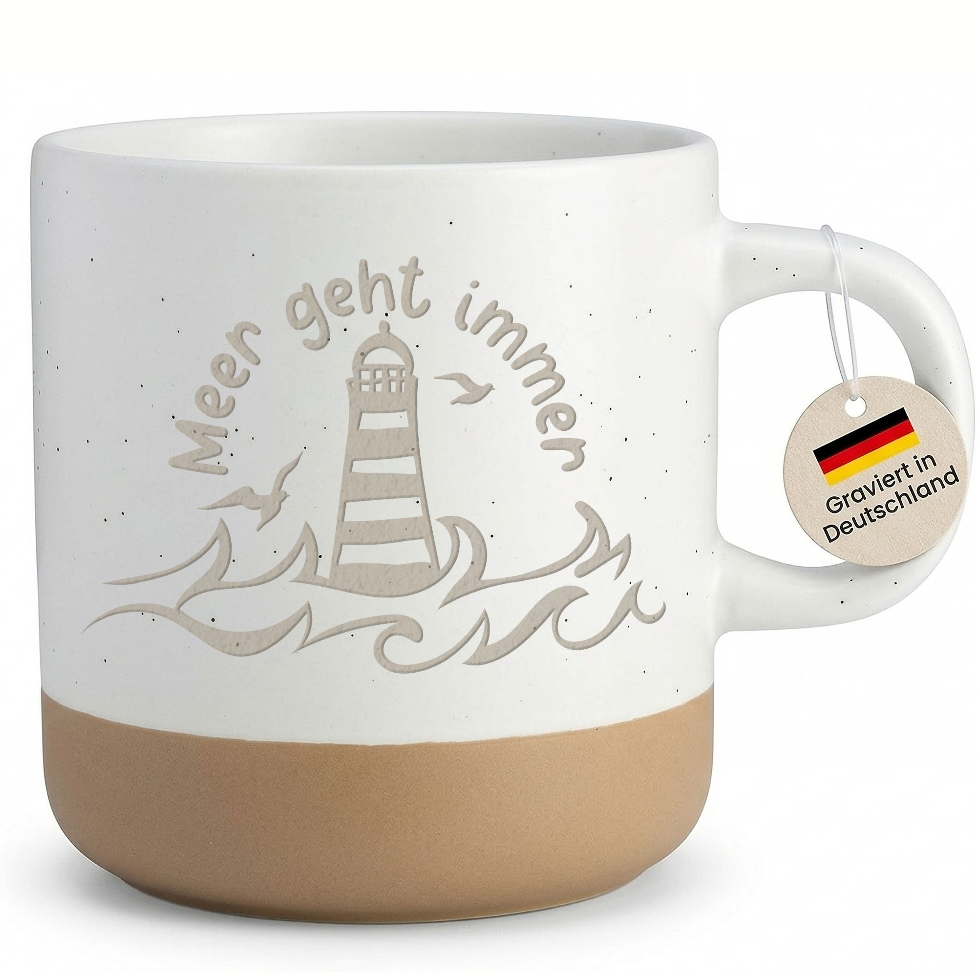 Image of Cool Mug With Engraving Sea Goes In The , Maritime Coffee Mug For North Sea Fans, Gift For Birthday Christmas, Stoneware