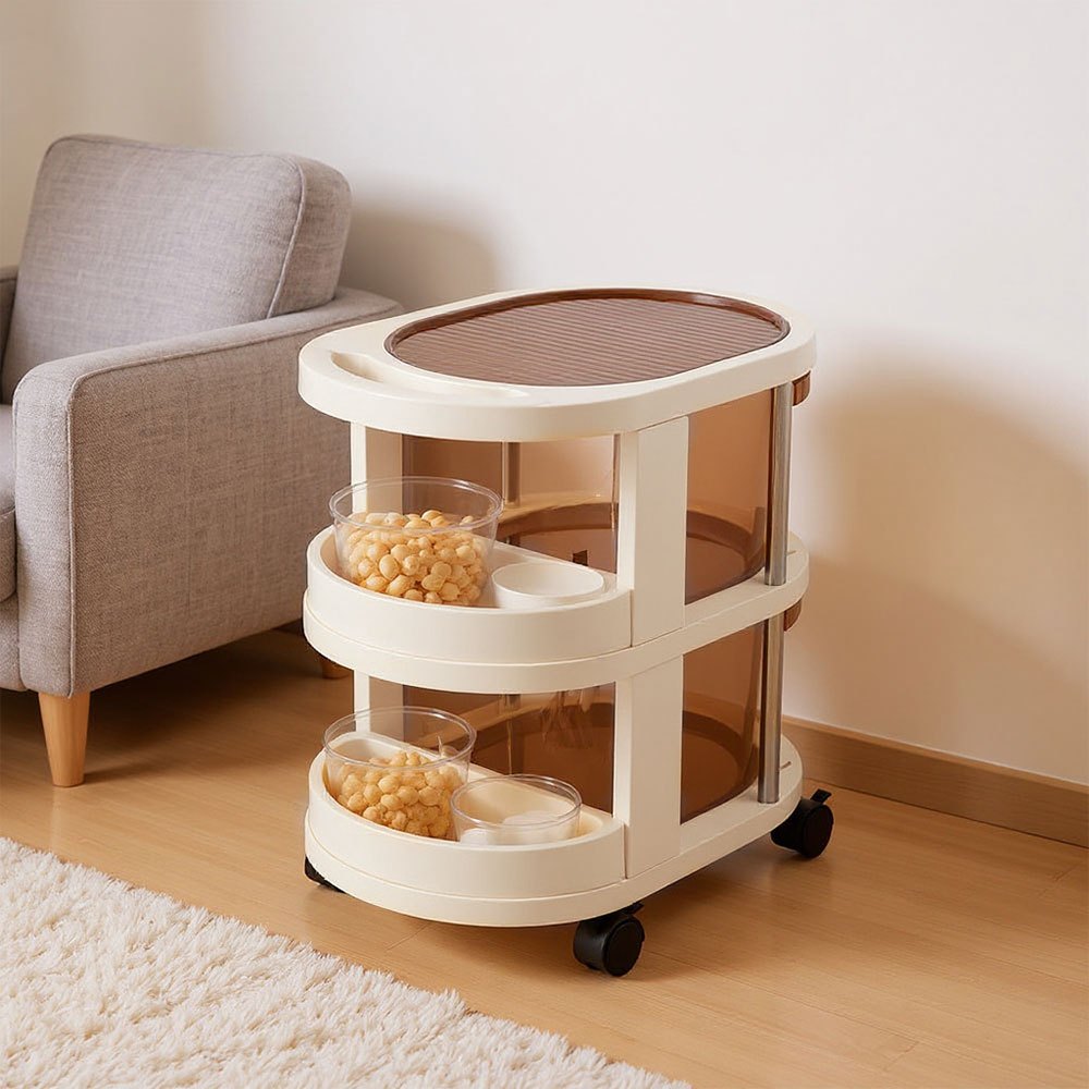 Plastic Storage Chest with 2 Drawers on Wheels