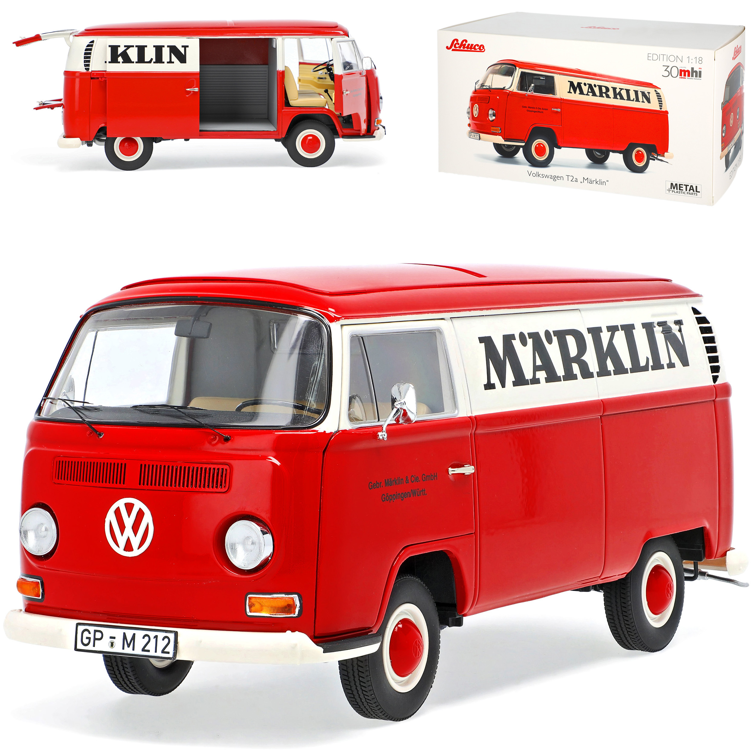 Vw T2 Transporter Bus Red White 1967-1979 1/18 Schuco Model Car