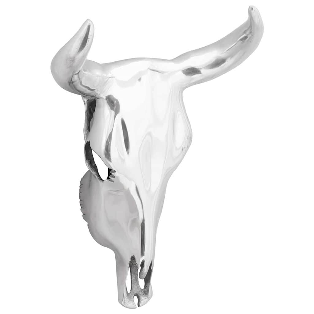 Image of Vidaxl Gray Aluminum Bull Wall Decoration - Sculpture For Indoor Living Room - Unique Artistic Piece For Home Decor